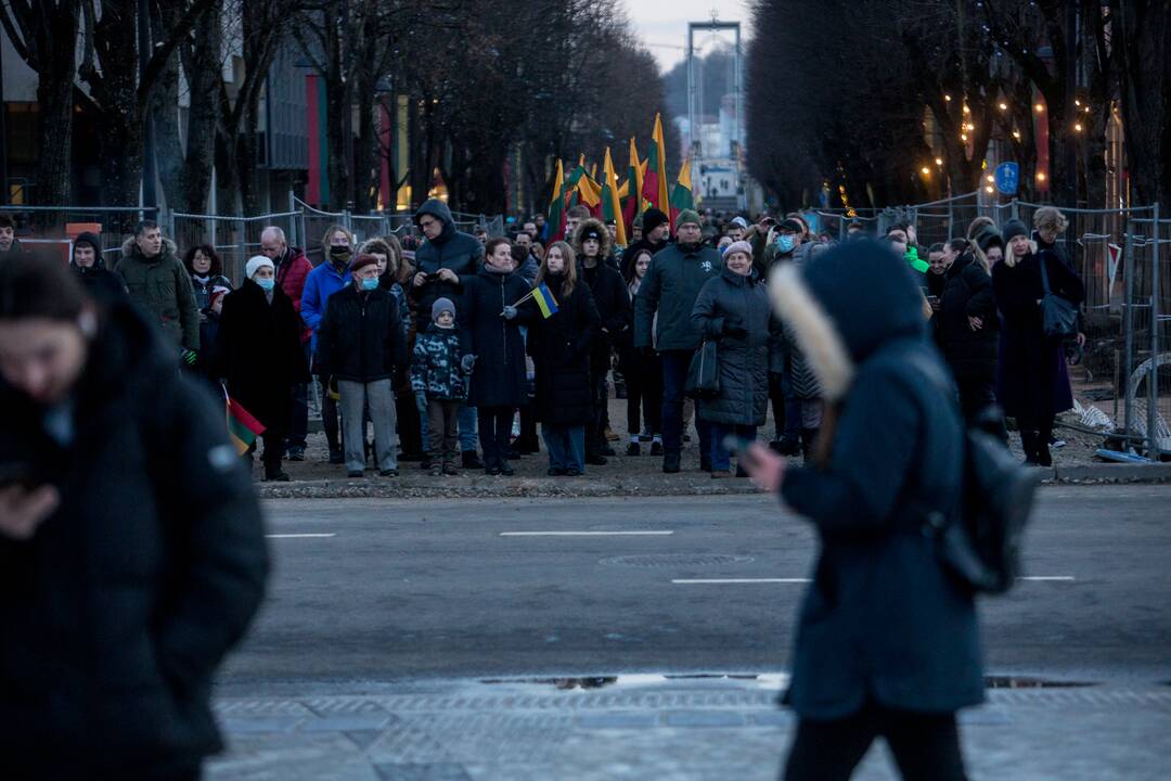 Daugybė žmonių Kaune susirinko į Ukrainos palaikymo akciją