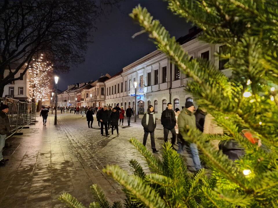 Į Kauno kalėdinės eglės įžiebimą susirinko tūkstantinė minia