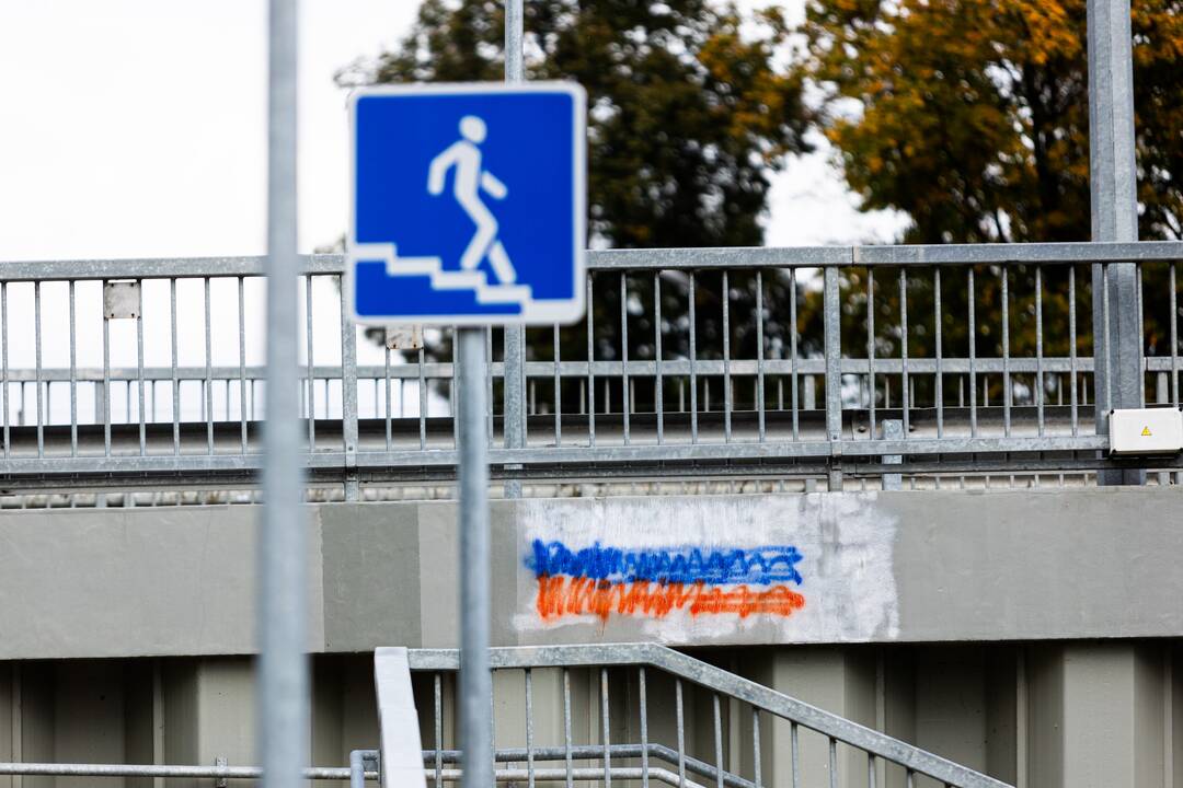 Grigiškėse pripiešta Rusijos vėliavų