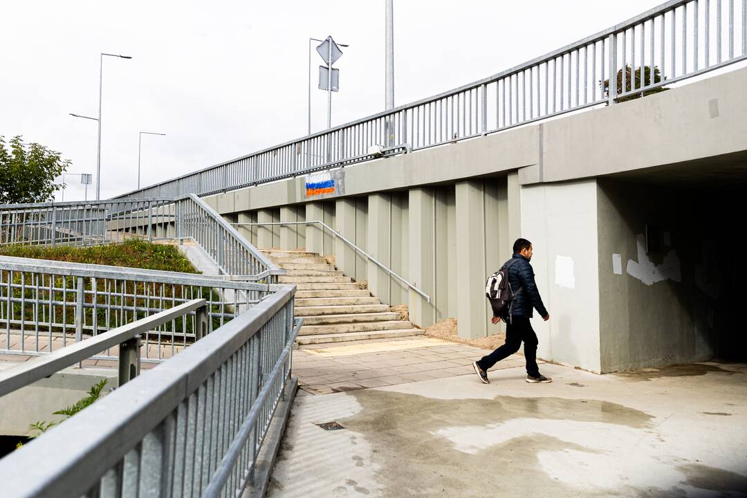 Grigiškėse pripiešta Rusijos vėliavų