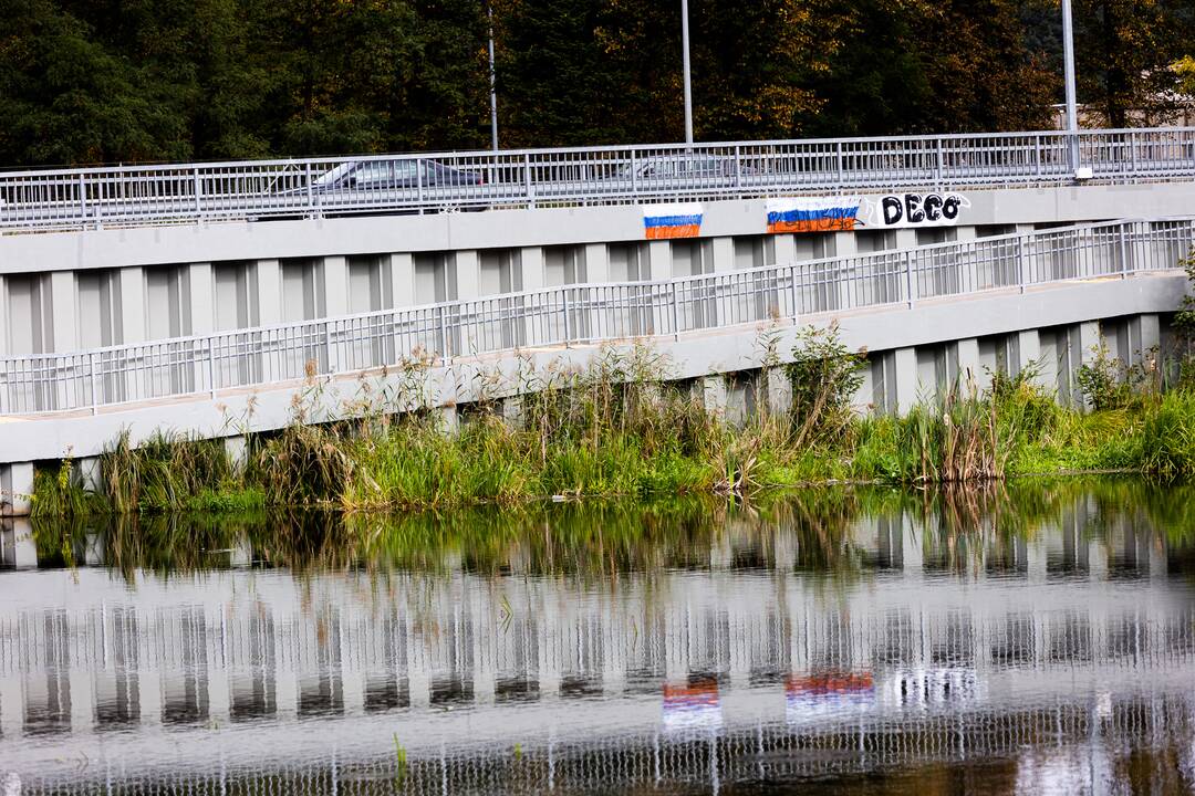 Grigiškėse pripiešta Rusijos vėliavų