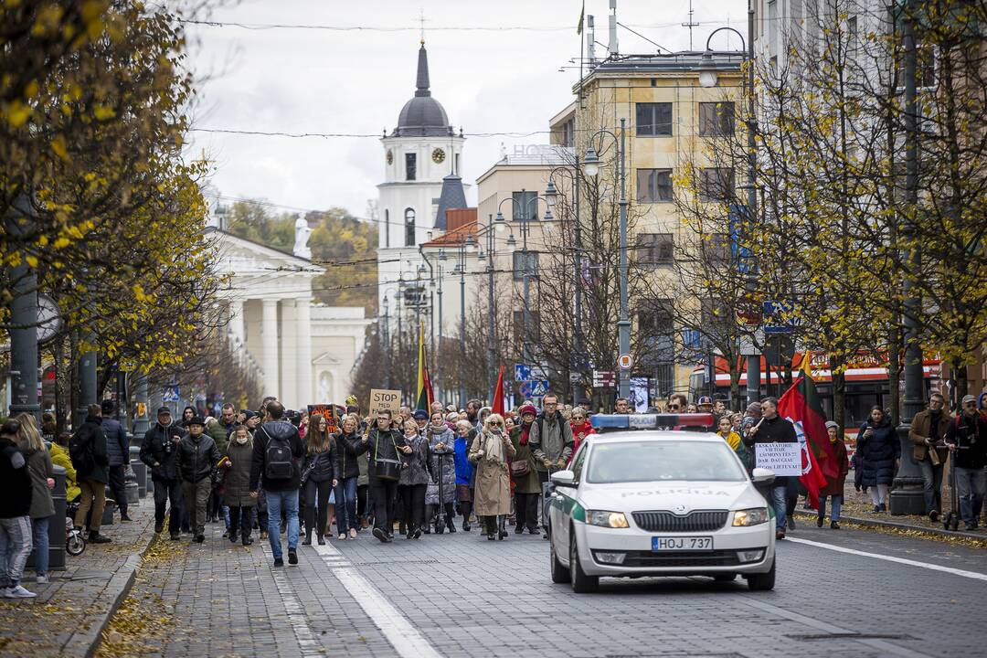 A. Astrauskaitės mitingas prieš pandemijos valdymą Vilniuje