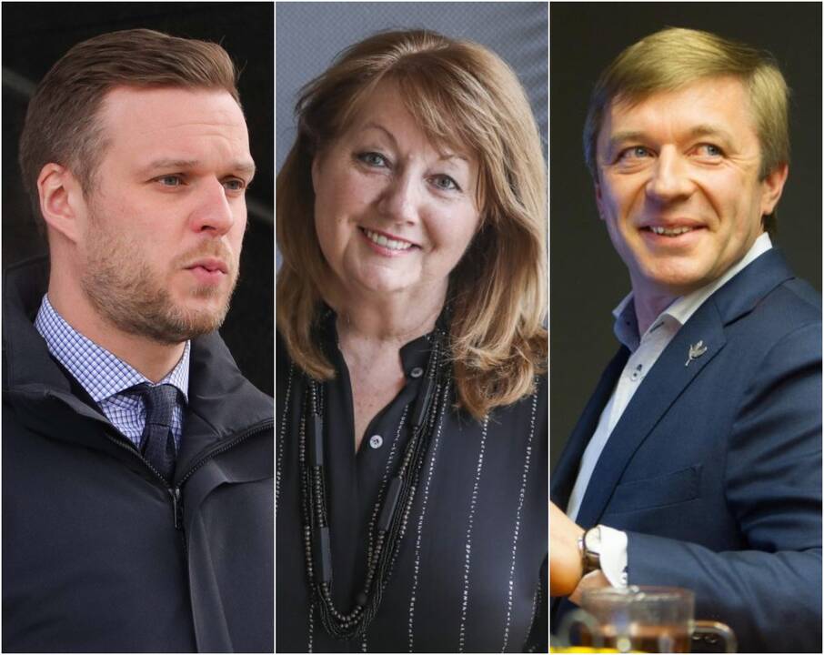Gabrielius Landsbergis (iš kairės), Vilija Blinkevičiūtė, Ramūnas Karbauskis