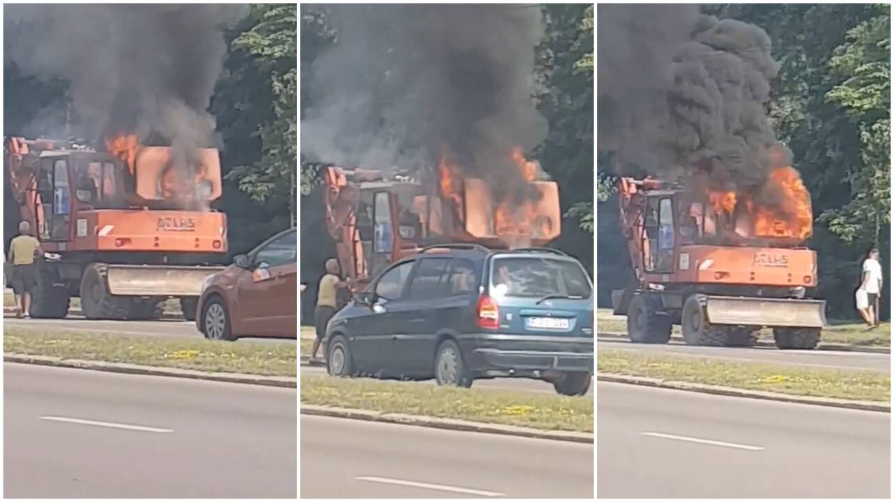 K. Baršausko gatvėje ekskavatorius virto fakelu 