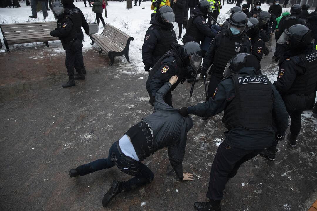 Maskvoje areštuojami protestuojantys A. Navalno šalininkai
