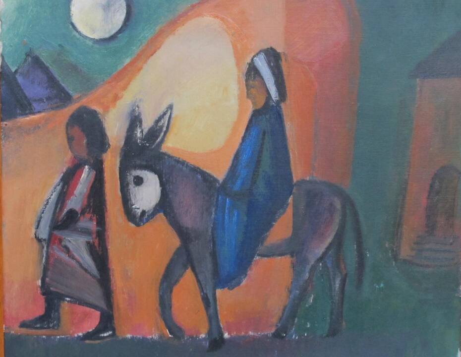 P.Domšaičio paveikslo „Bėgimas į Egiptą“ (1952) fragmentas.