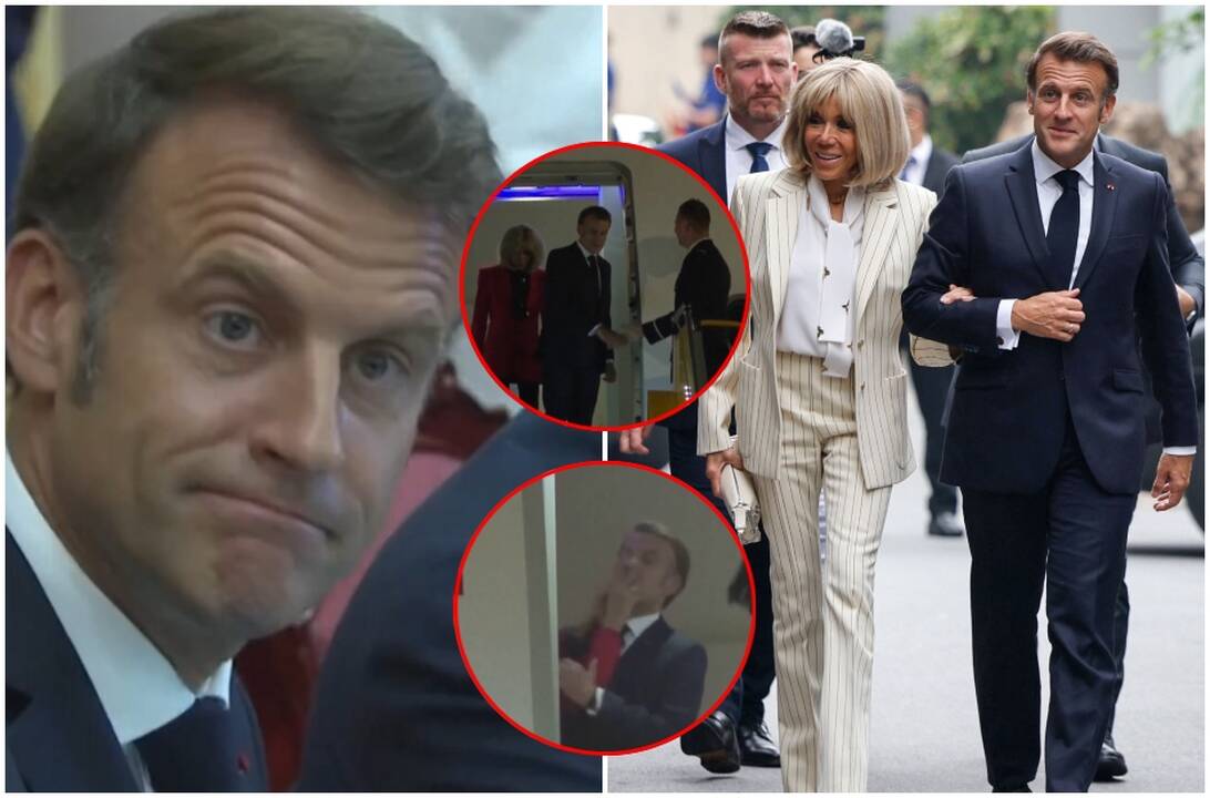Macronas gavo antausį nuo žmonos? Bet ir tai dar – ne viskas