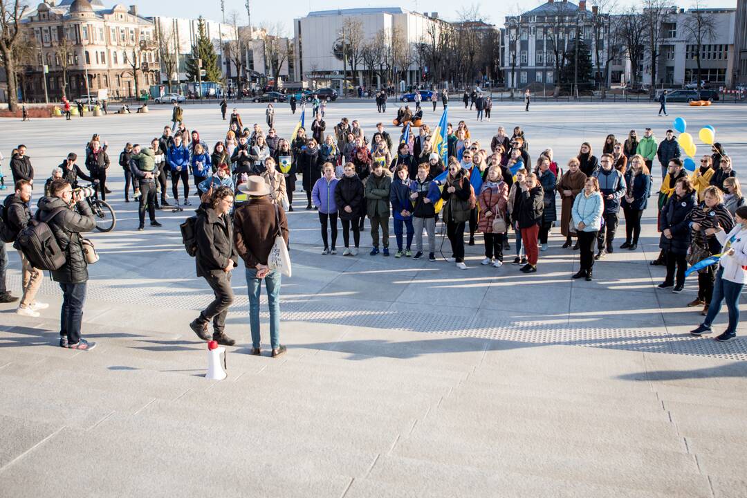 Ukrainos palaikymo akcija Vienybės aikštėje