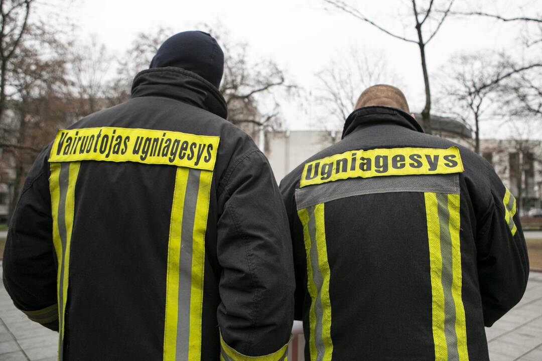 Ugniagesių mitingas V. Kudirkos aikštėje