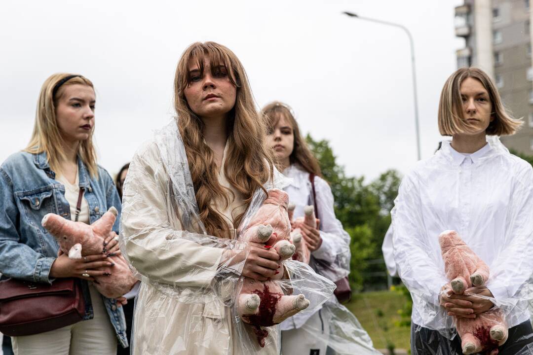 Protestas prie Valstybinės maisto ir veterinarijos tarnybos