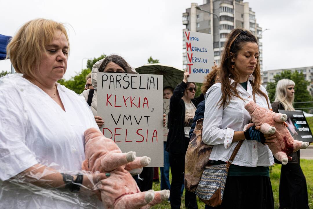 Protestas prie Valstybinės maisto ir veterinarijos tarnybos