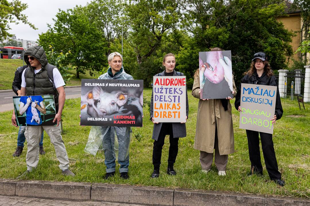 Protestas prie Valstybinės maisto ir veterinarijos tarnybos