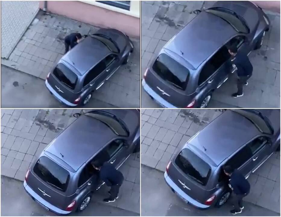 Žvalgyba: iš abiejų pusių aplink automobilį zujantį vyrą nufilmavo vietos žmonės.