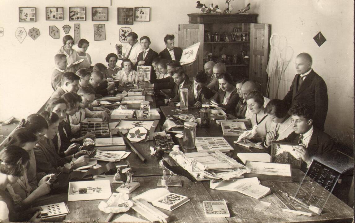 Pirmas iš dešinės - kursų vadovas V. Ruzgas (Marijampolė, 1928)