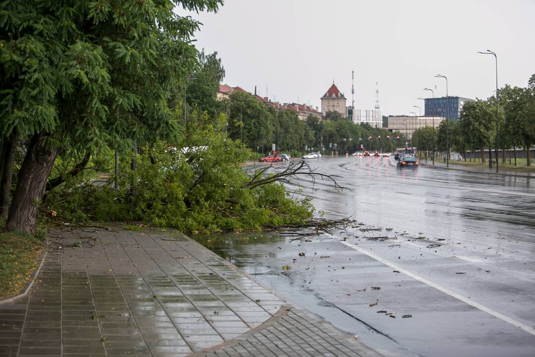 Po alinančios kaitros Kauną nuplovė liūtis