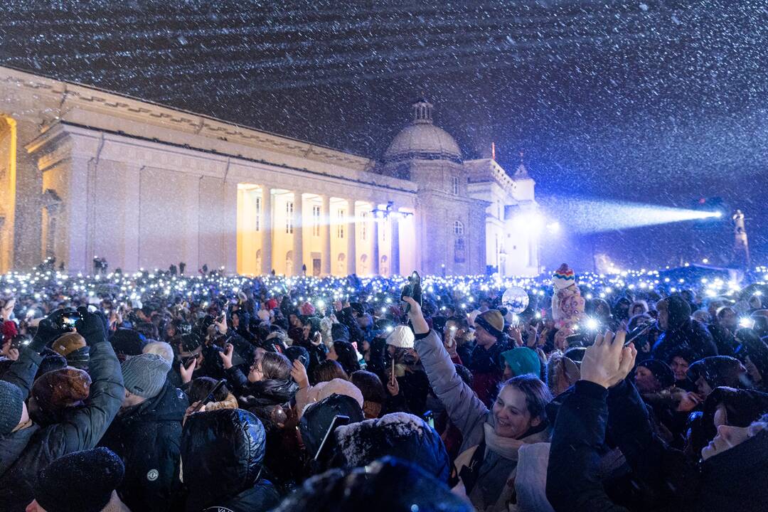 Sostinės Katedros aikštėje įžiebta Kalėdų eglė