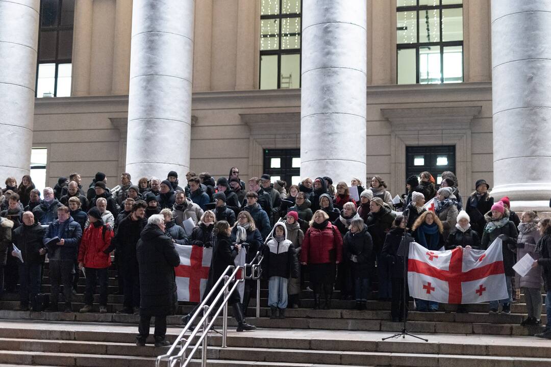 Protestuojančių kartvelų palaikymo akcija Vilniuje