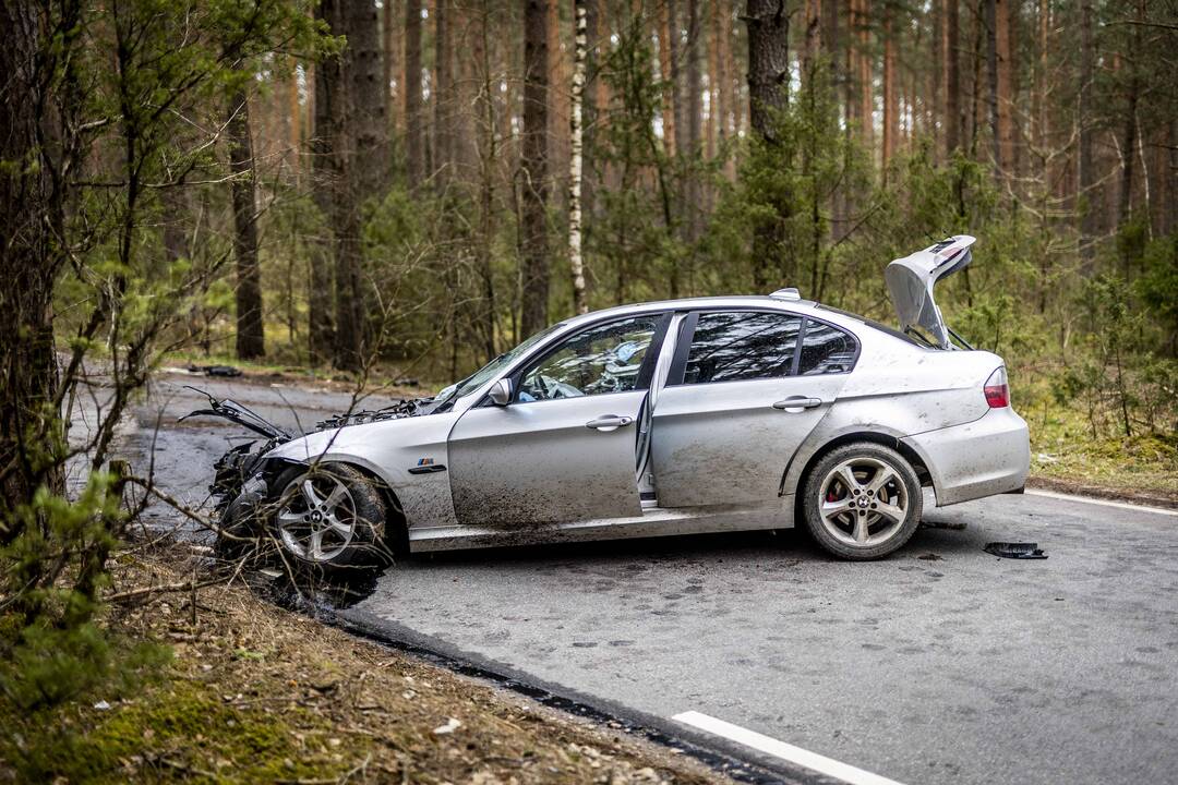 Karačiūnų gatvėje BMW rėžėsi į medį