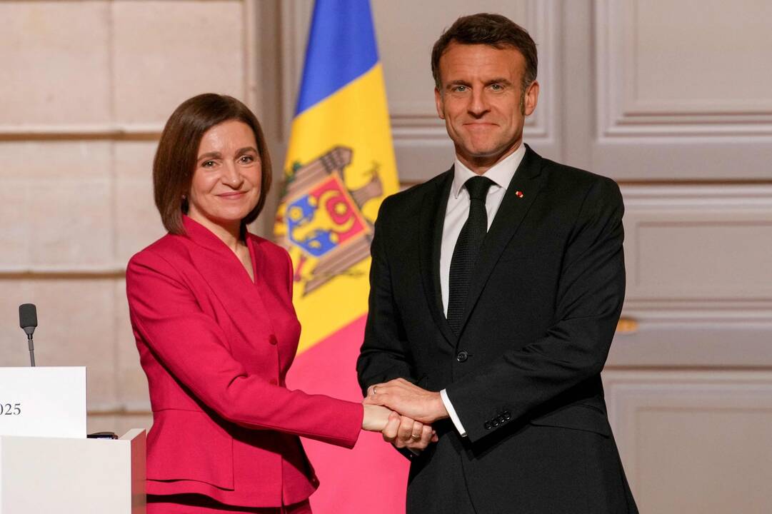 Maia Sandu ir Emmanuelis Macronas
