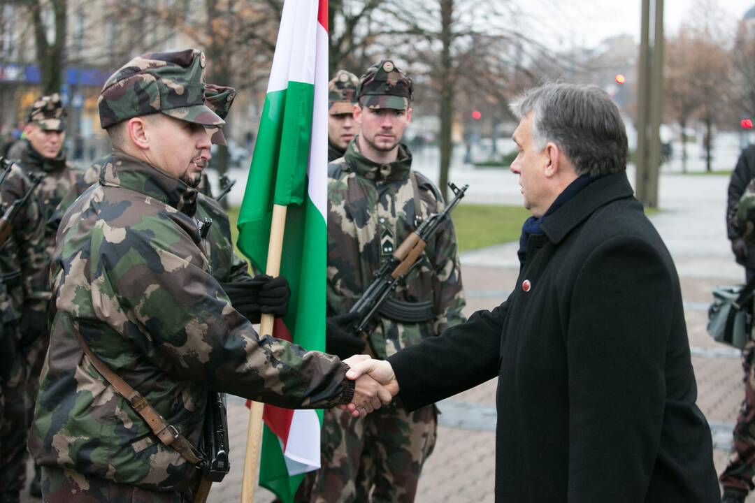 Vengrijos premjeras Vilniuje stebėjo kariuomenės paradą