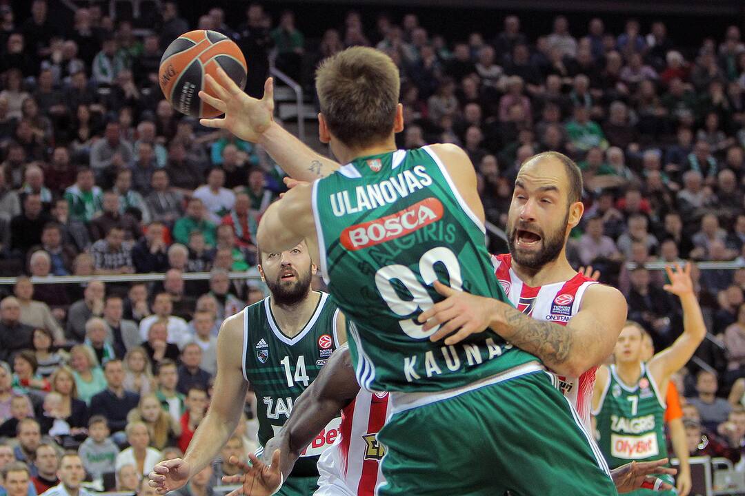 Kauno „Žalgiris“ Eurolygos rungtynėse sutriuškino Pirėjo „Olympiakos“ 75:55.