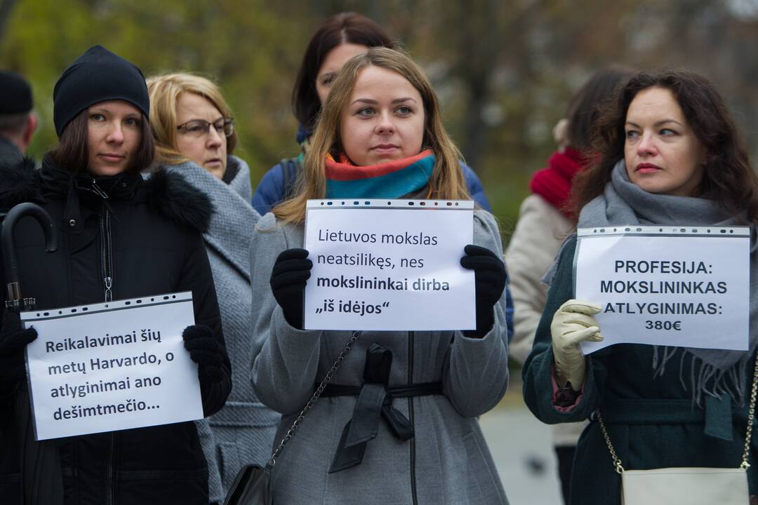 Mokslininkai surengė piketą dėl mažų atlyginimų