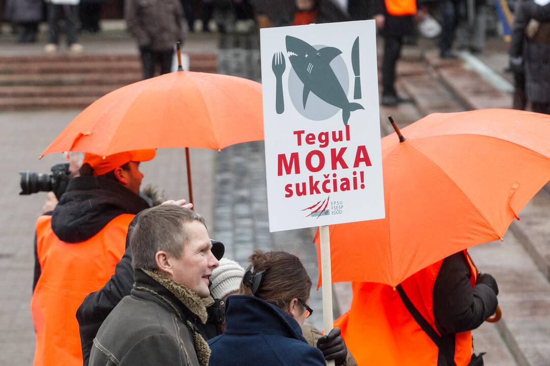 Prie Seimo mitinguotojai reikalavo didesnių algų ir pensijų