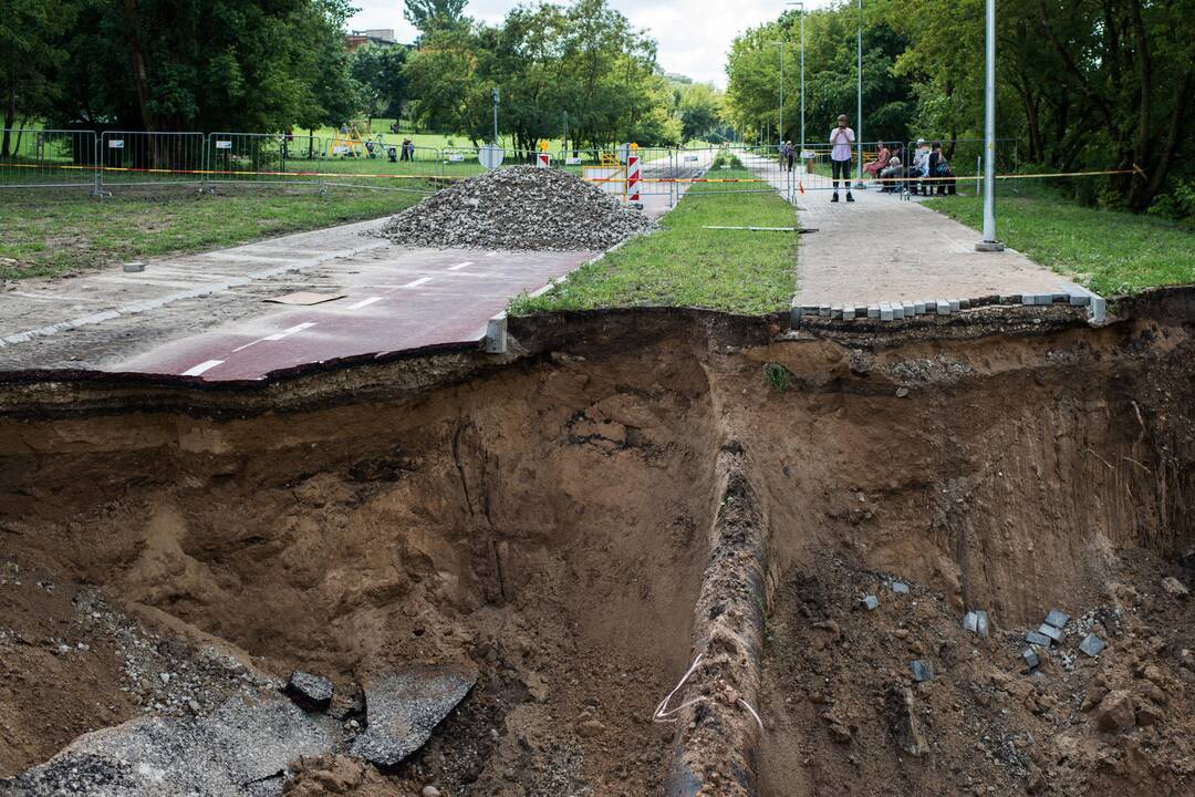 Dviračių tako nuošliauža P. Vileišio gatvėje