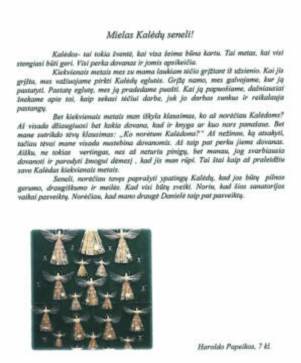 Vaikų laiškai ir piešiniai Kalėdų Seneliui