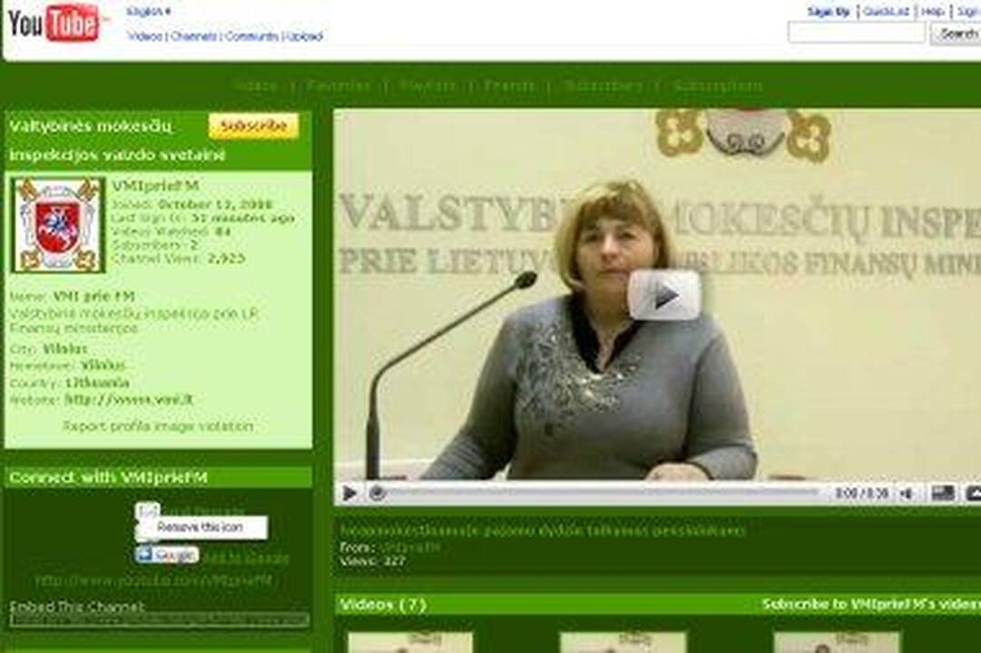 Mokesčių inspekcija įsikraustė į "Youtube"