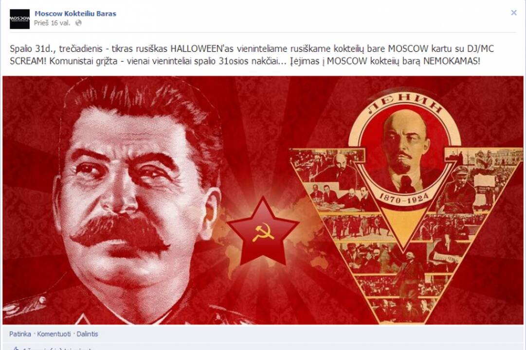 Baras sostinėje vilioja sovietiniais simboliais (įvykį tirs policija)
