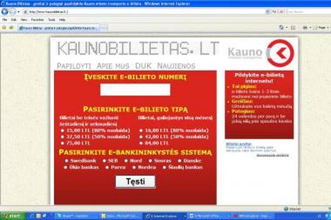 Elektroninius viešojo transporto bilietus galima įsigyti internetu