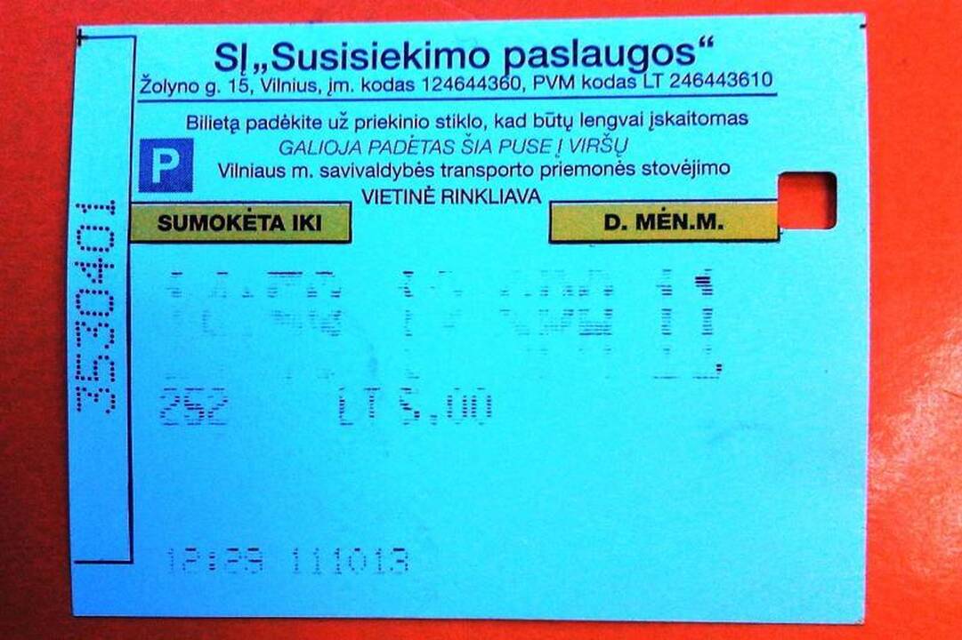 Vilniuje platinami tušti parkavimo bilietai?