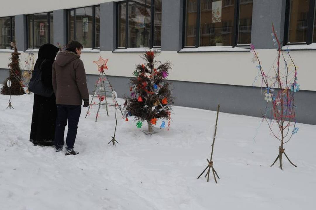 Vilniaus centrą papuošė neįprastos gimnazistų eglutės