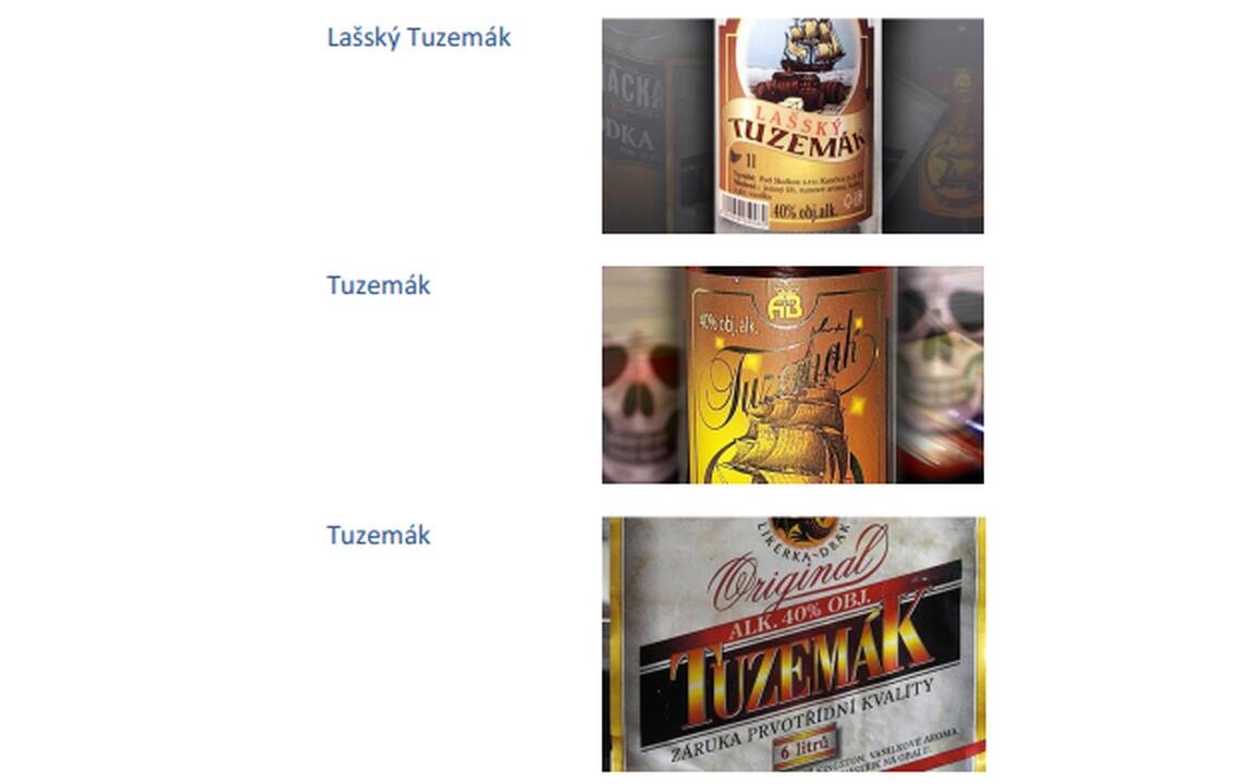 Skelbiamos pavojingų čekiškų alkoholinių gėrimų etiketės