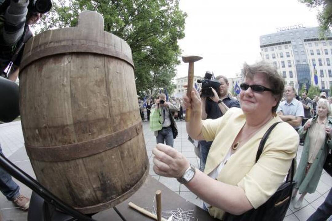 Mitinge Vilniuje valdžia kritikuota kaukšint plaktuku