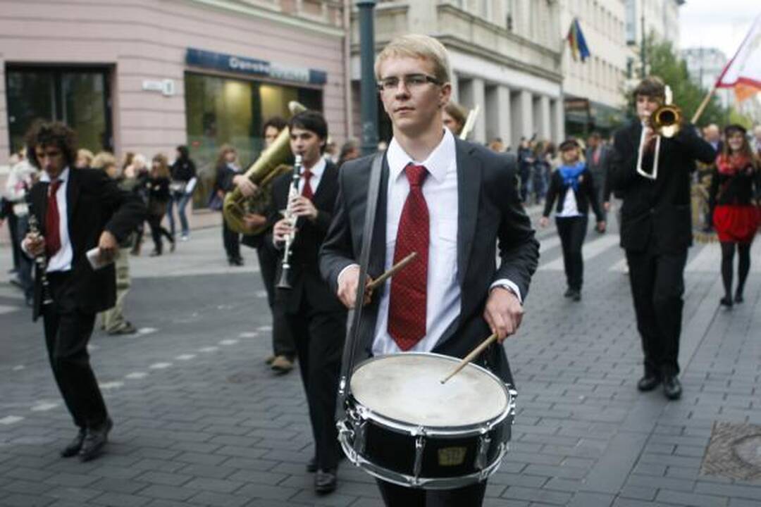 Gedimino prospektą Vilniuje užtvindė studentų eitynės