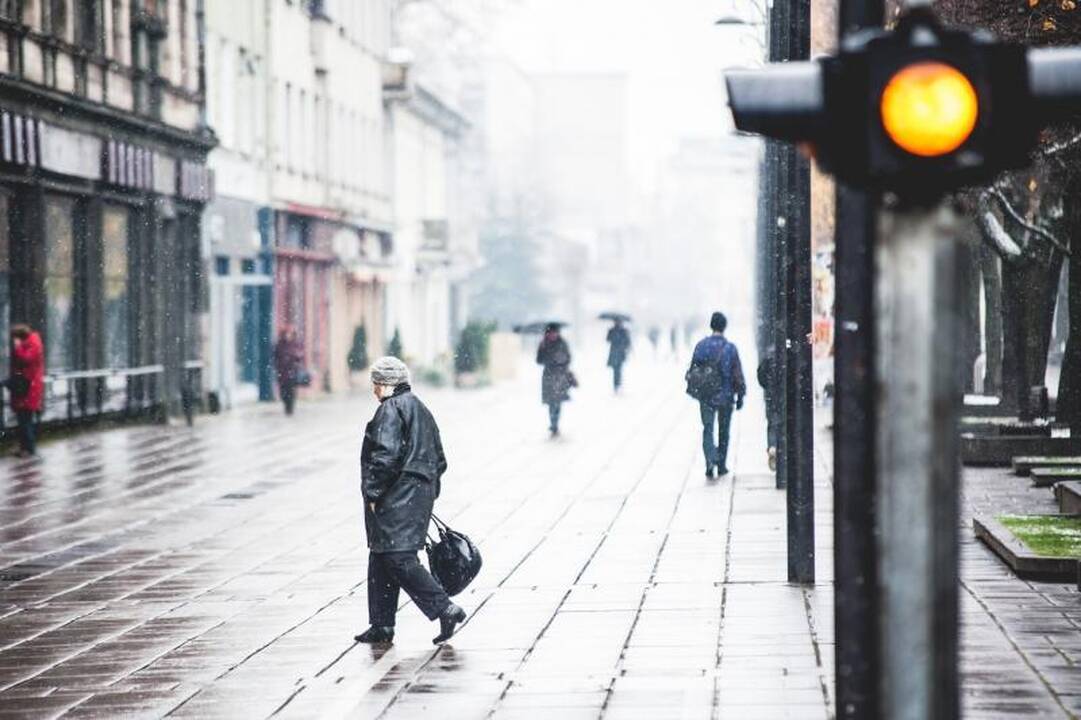 Sniegas         kelininkų     į    Kauno      gatves neišvijo