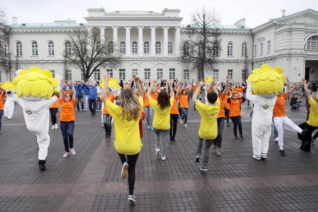 Prezidentūros kiemelyje - timborelo, ripka ir paplūdimio tinklinis