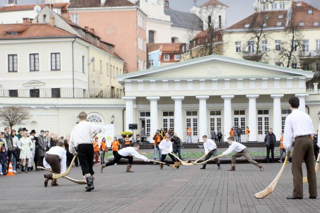 Prezidentūros kiemelyje - timborelo, ripka ir paplūdimio tinklinis