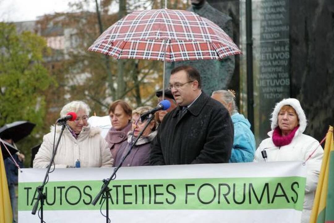 Po Vyriausybės langais - protestas "dėl išvogtos Lietuvos"