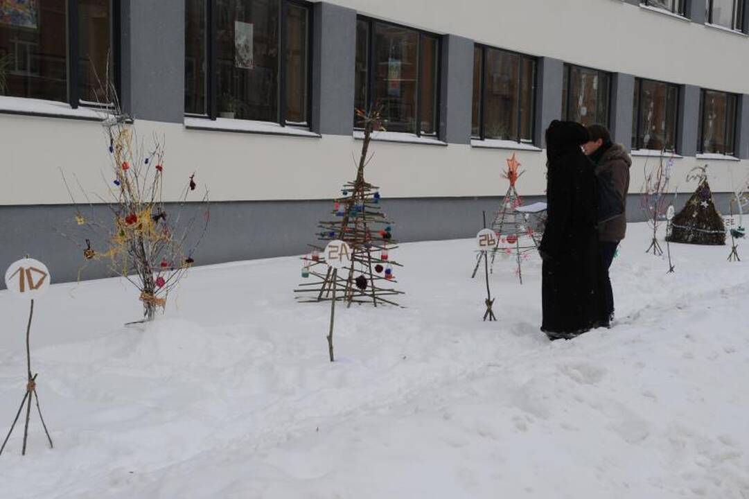 Vilniaus centrą papuošė neįprastos gimnazistų eglutės