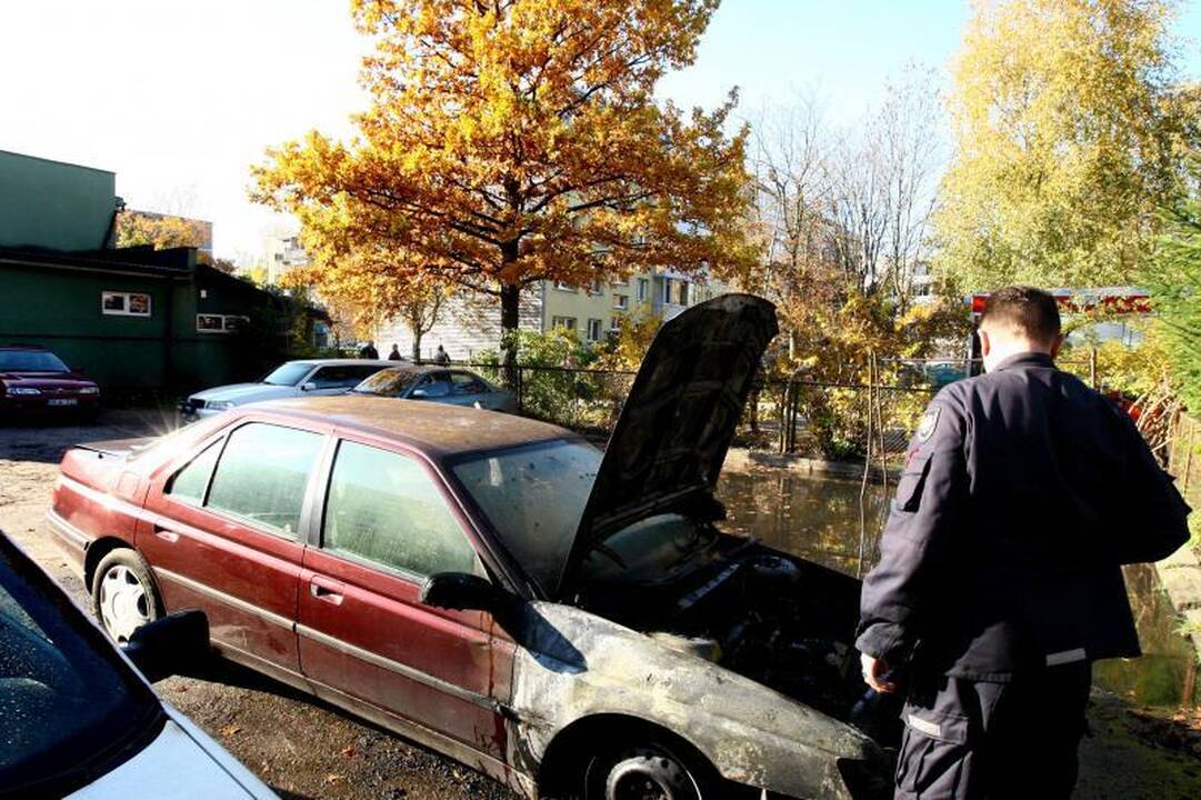 Senutėlis „Peugeot“ užsiliepsnojo šeimininko akyse