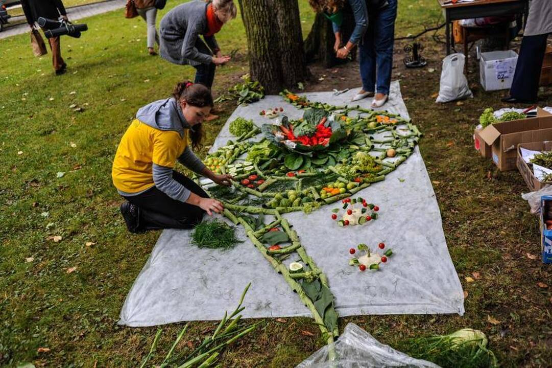 Rudens mugėje – dobilų alus, daržovių kilimai ir šakočio dalybos