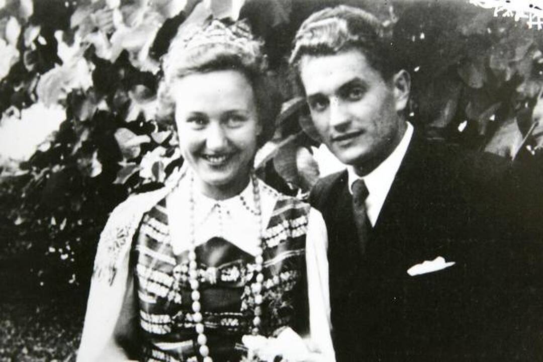 J.Lukša-Daumantas su žmona Nijole vestuvių dieną – 1950 m. liepos 23-iąją.