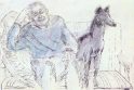 Akimirka: J.Grušas ir šuo Arielis. 1984 m.