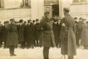Klaipėdos krašto savanorių armijos paradą priima vadas J. Budrys. 1923 m. vasario 20 d.