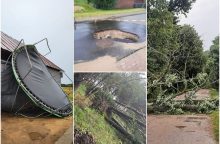 Audros padariniai Lietuvoje: virto medžiai, atsivėrė smegduobės, dingo elektra