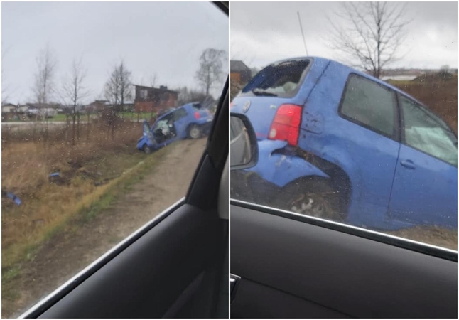 Incidentas pajūryje: automobilis nuvažiavo nuo kelio