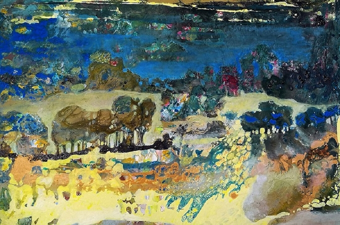 Upė. Dialogas su smėliu ir vandeniu. 70x90 cm